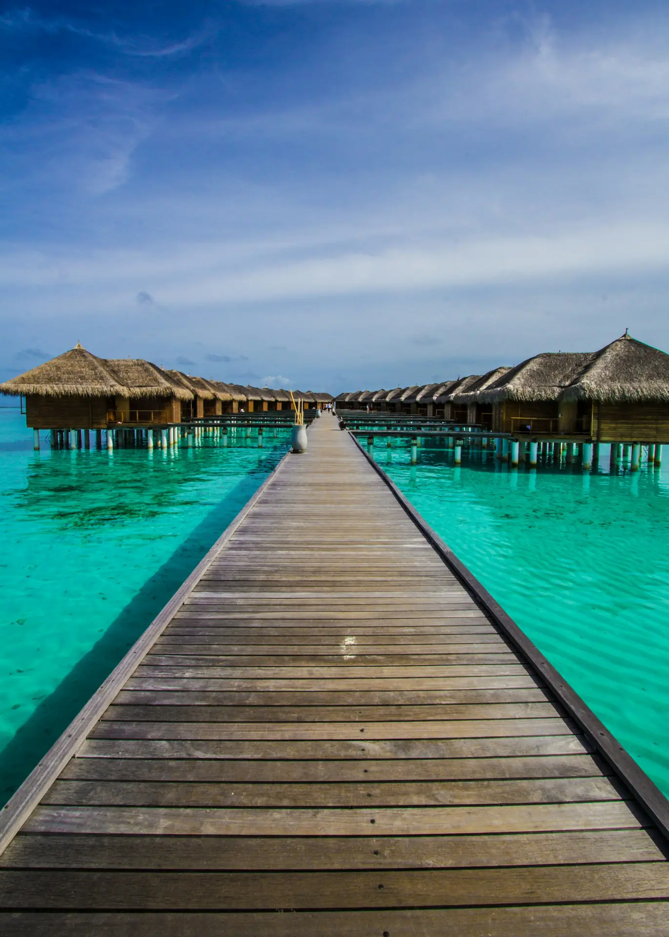 Luxury villas on stilts facing the Indian Ocean