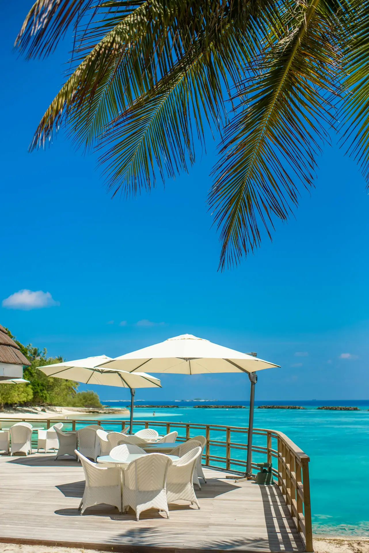 Beach and turquoise lagoon in Mauritius